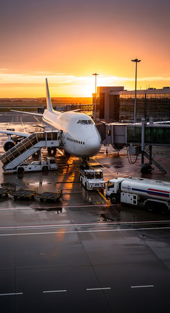 Lufthansa Airbus A380 at Frankfurt International Airport.の写真素材