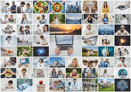 Healthy Lifestyle Concepts and Ideas. Multiethnic Group of Business People Working on Laptop Computer in the Office.の写真素材