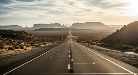 Road in Monument Valley, Arizona, USA. 3d rendering.の写真素材