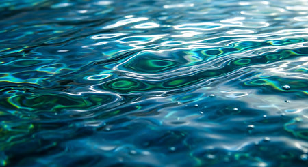 Blue water surface close-up. Abstract background of blue water surface.の写真素材