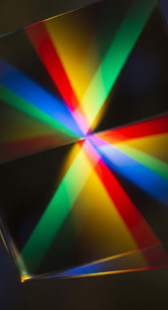 Colourful rays of light on a CD/DVD disc.の写真素材