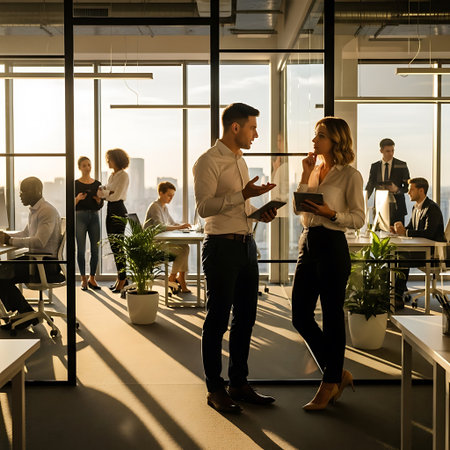 Group of business people discussing business plan  in the modern office.