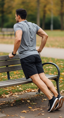Young man in sportswear sitting on a bench in the park
