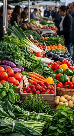 Fresh vegetables at the farmers market in Provence, France.
