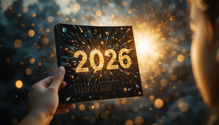 Person holding a futuristic calendar with the new year 2023 3D renderingの写真素材
