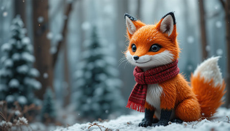 Cute fox in winter forest.の写真素材