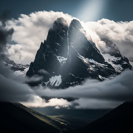 Matterhorn peak in the clouds. Zermatt, Switzerlandの写真素材