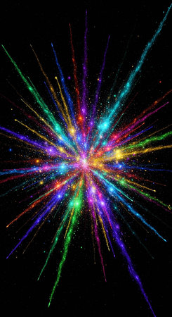 Colorful fireworks on a black background. Colorful fireworks in the night sky.の写真素材