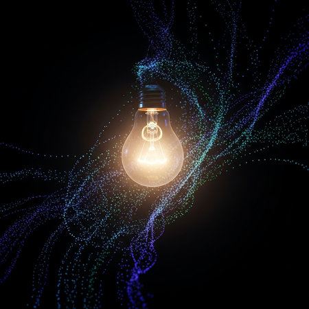 Glowing retro light bulb on abstract background. 3D Renderingの写真素材