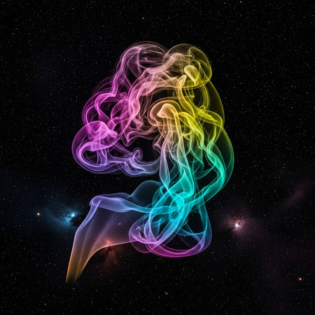 Abstract colorful smoke on a dark background.