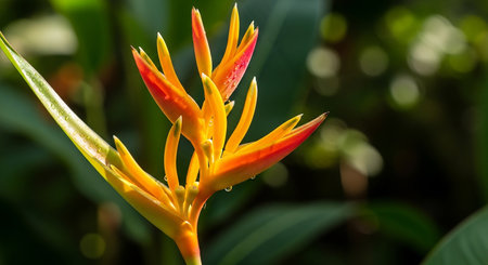 Heliconia flower in the garden, close-up shot.の写真素材