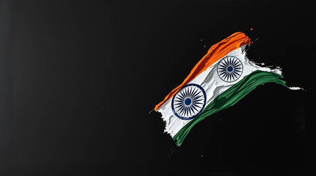 Indian flag painted on a blackboard background. National flag of India