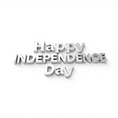 Happy Independence Day 3d words on white background. 3D renderingの写真素材