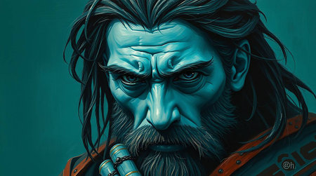 3D Illustration of a Fantasy Figure with Long Hair and Beard