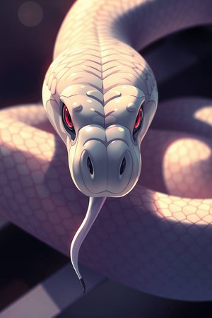 3d rendering of a cobra snake in a surreal style.の写真素材