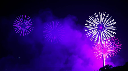 Colorful fireworks display for celebration happy new year and merry christmas