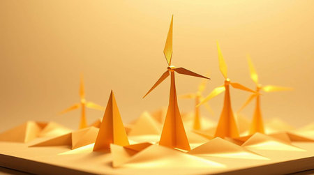 Wind turbine. 3D illustration. 3D CG. High resolution.の写真素材