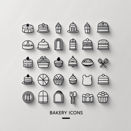 Set of bakery icons. Vector illustration in thin line style. Editable stroke.の写真素材