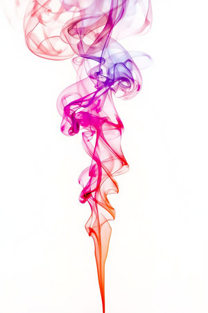 abstract multicolored smoke on a white background close-upの写真素材