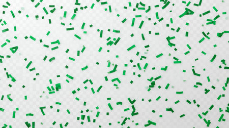 Green confetti. Isolated on transparent background. Vector illustration.の写真素材