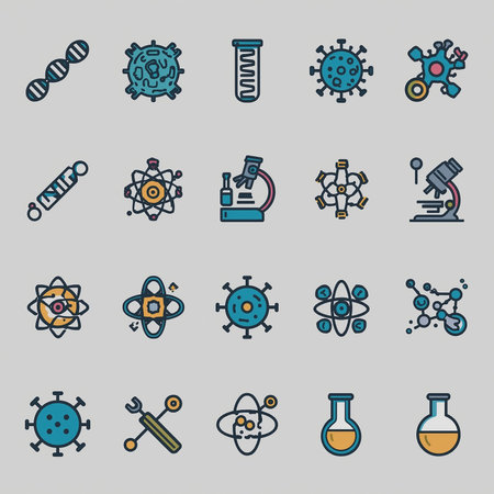 Science and chemistry icon set. Vector illustration in flat design style.の写真素材