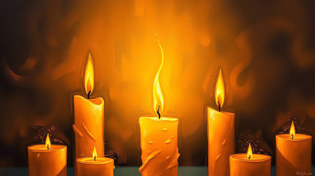 Burning candles on a dark background with copy space for your textの写真素材