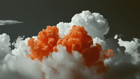 3d illustration of abstract background with clouds and explosion. Fantasy cloudscape.の写真素材