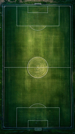 Soccer field top view from above. Aerial view of a soccer field.の写真素材
