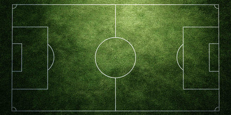 Soccer field with green grass, top view. Abstract soccer backgroundの写真素材