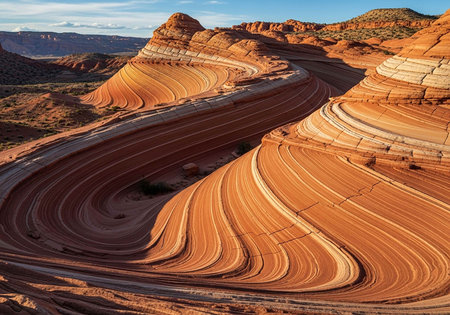 The Wave is a sandstone formation in the Vermillion Cliffs Wilderness, Utah, USAの写真素材