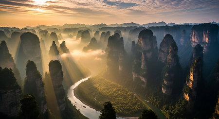 Zhangjiajie National Forest Park, Hunan Province, Chinaの写真素材