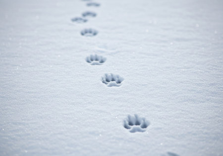 Footsteps in the snow. Footprints in the fresh snow.