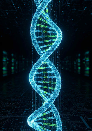 3d render DNA helix on a dark background. Science background