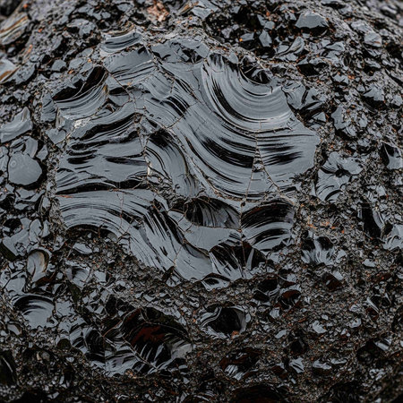 Wet black lava as a background. Texture. Close-up.