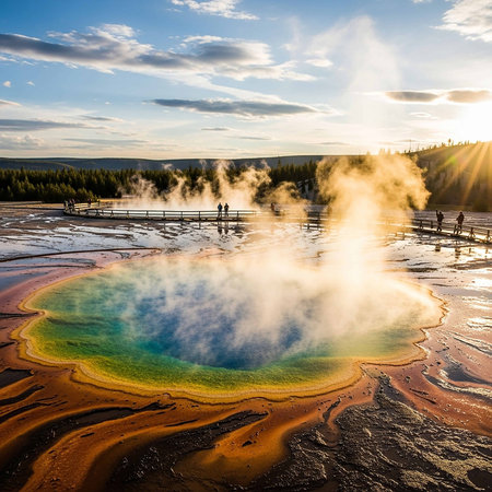 Grand Prismatic Spring in Yellowstone National Park, Wyoming, USA.の写真素材