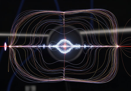 Futuristic technology interface with glowing lines and dots. 3d renderingの写真素材