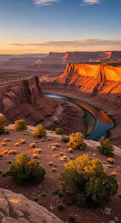 Sunset over the Colorado River in Canyonlands National Park, Utah, USAの写真素材