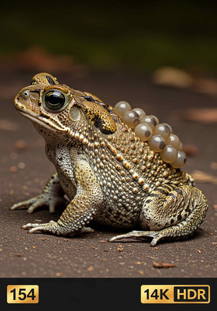 The European common toad (Bufo bufo) sitting on the ground.の写真素材