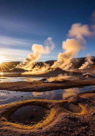 Strokkur geothermal area, Iceland, Europeの写真素材