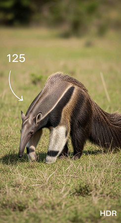Giant Anteater, Myrmecophaga tridactyla, single mammal on grass, South Africaの写真素材