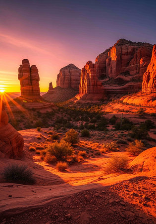 Sunset in Arches National Park, Utah, United States.の写真素材