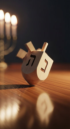 A still life composed of elements of the Jewish Chanukah/Hanukkah festival.の写真素材
