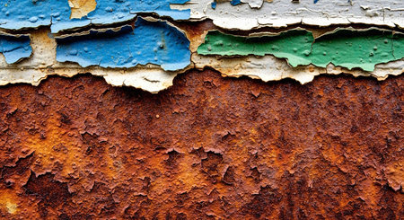 Rusty metal surface with peeling paint. Abstract background for design.の写真素材