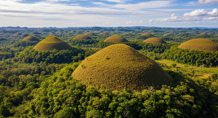 Aerial view of the Chocolate Hills in Bohol, Philippines.の写真素材