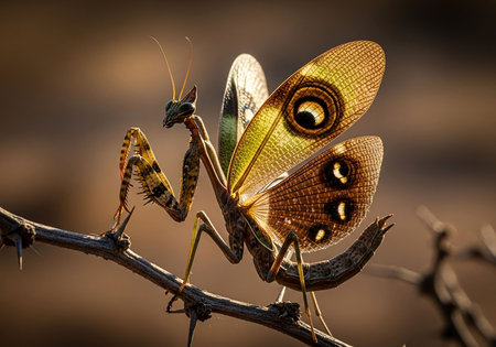Close up of a pair of praying mantisの写真素材