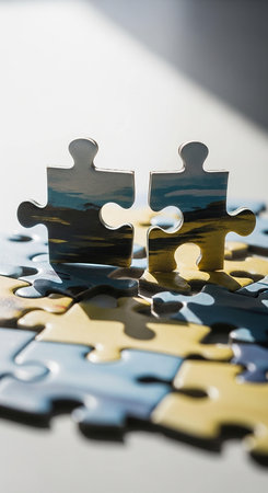 Piece missing from jigsaw puzzle. Business solutions and success conceptの写真素材