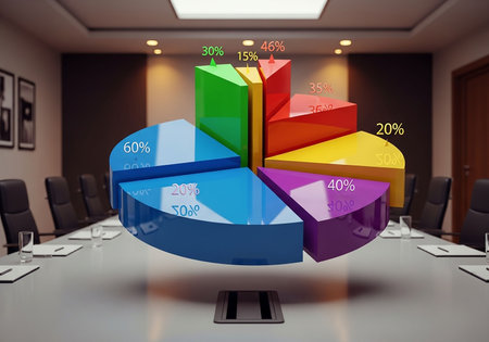 3d rendering pie chart in meeting room. 3d illustration.の写真素材