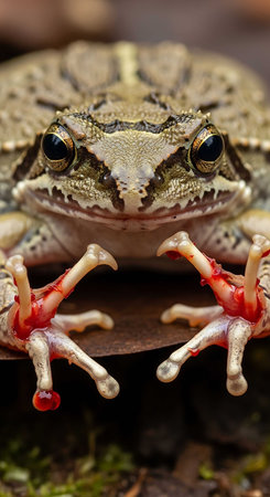 Close-up portrait of a common tree frog (Rana temporaria)