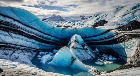 Ice formations in Glacier Lagoon, Iceland, Europeの写真素材