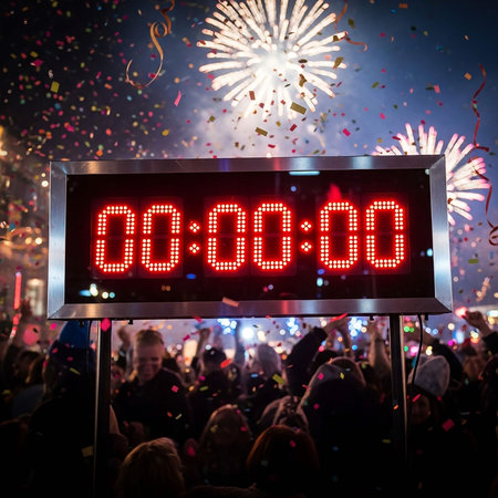 New Year's Eve celebration in the city.の写真素材